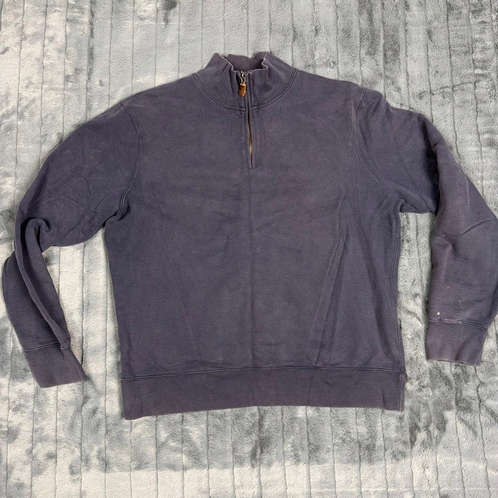 Polo Ralph Lauren Mens Quarter Zip Sweatshirt Navy Blue Mock Neck Pullover L